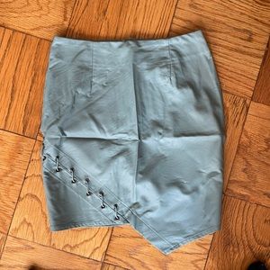 Teal fake leather skirt